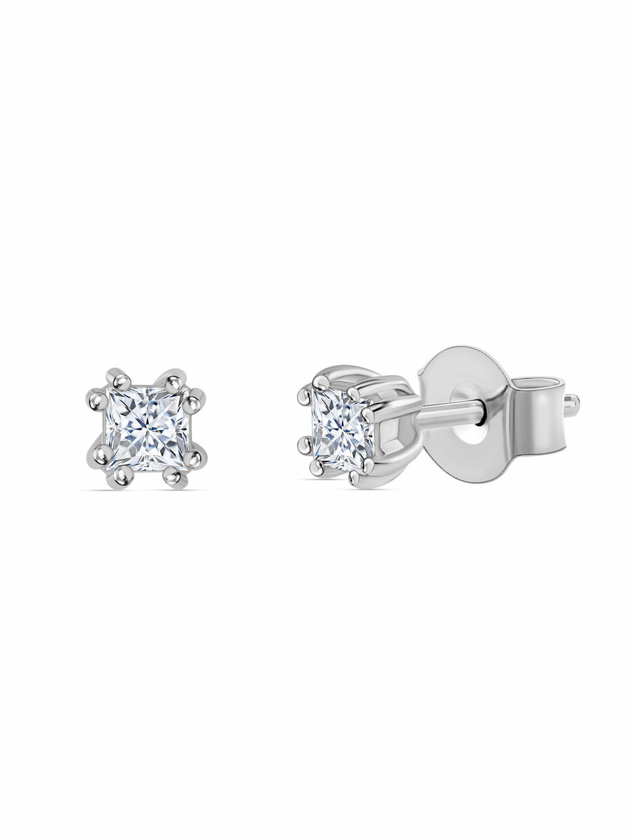 Lab Grown Solitaire Diamond Stud Earrings In Gold