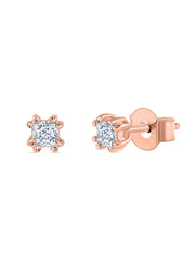 Lab Grown Solitaire Diamond Stud Earrings In Gold