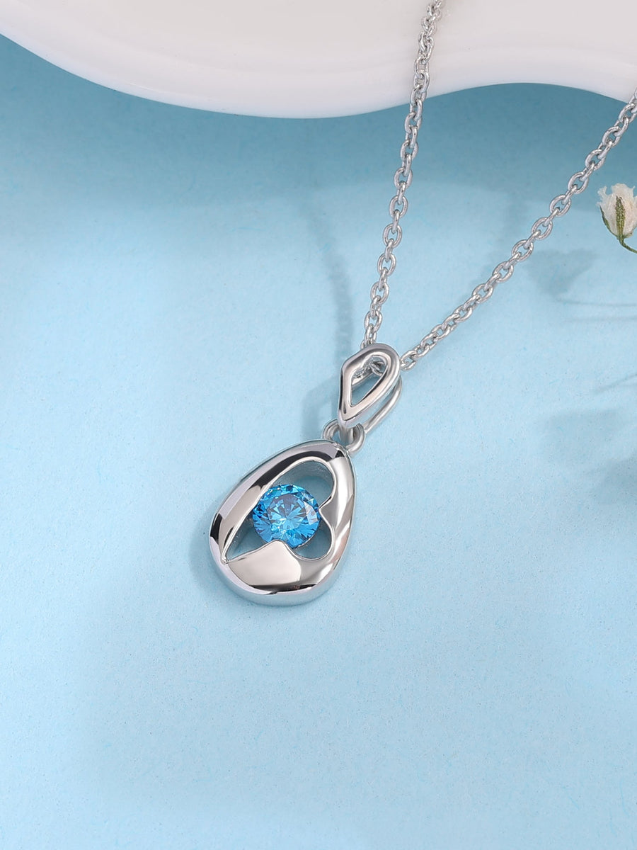 Bluestone Heart Pendant With Chain-2