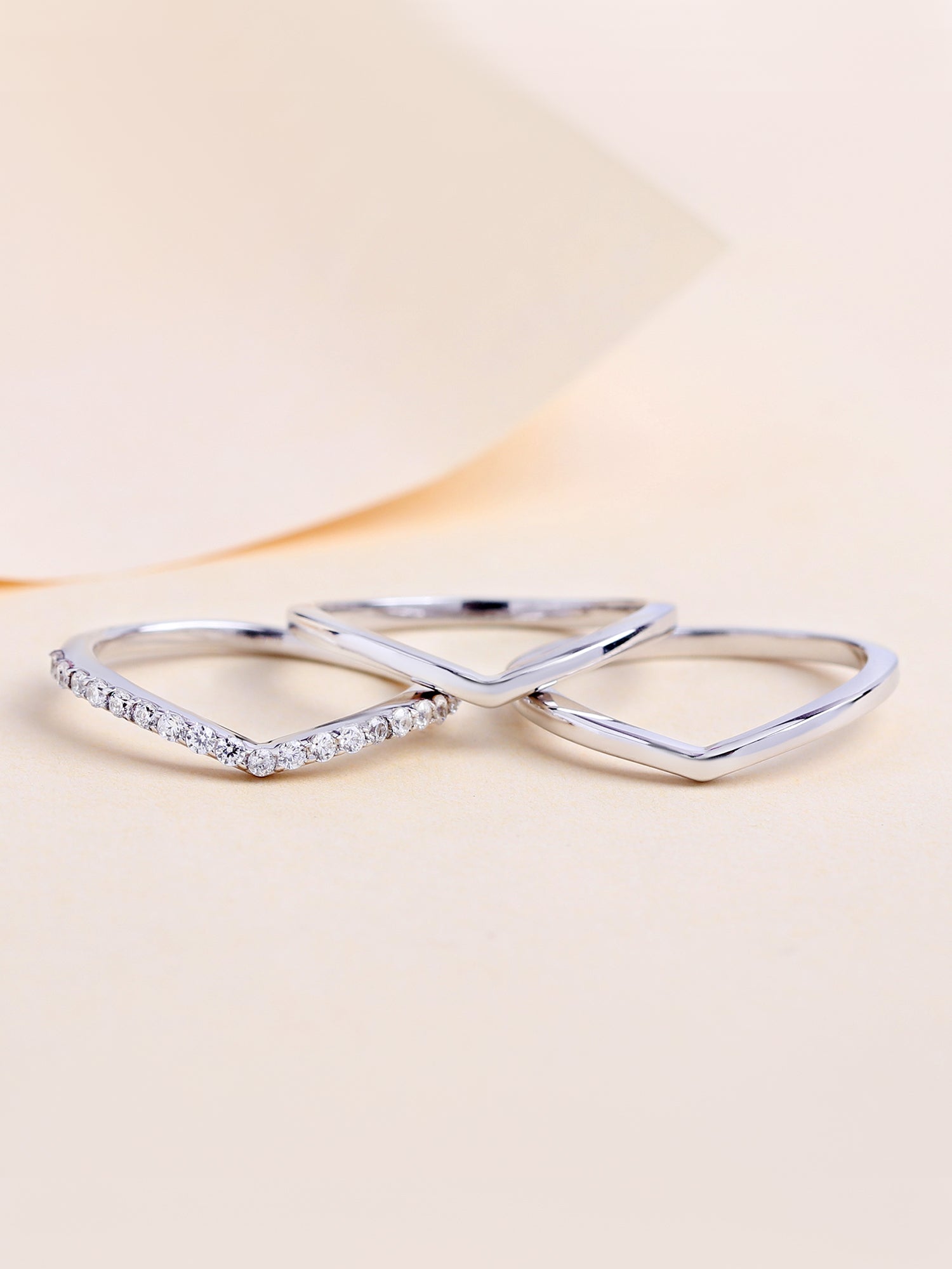Ornate Jewels Three Band Stackable Ring Set
