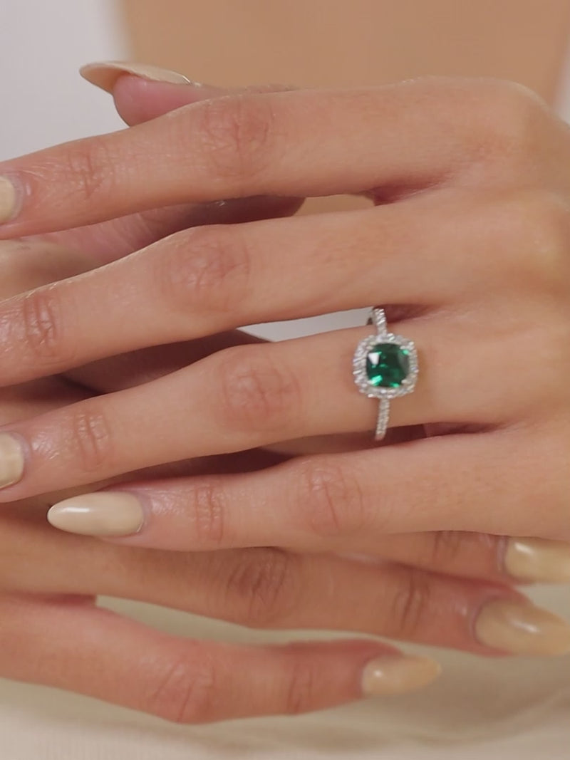 Princess Emerald American Diamond Cocktail Ring-5