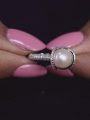 Real Pearl Ornate Statement Ring-5