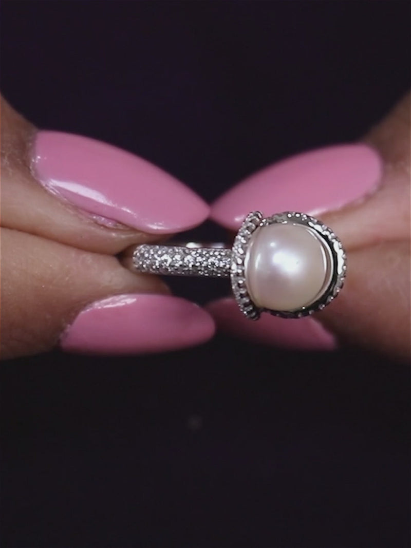 Real Pearl Ornate Statement Ring-5