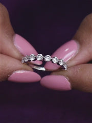 Sterling Silver American Diamond Nine Stone Band Ring
