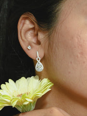 AMERICAN DIAMOND INFINITY STYLE DANGLE STERLING SILVER EARRINGS-5