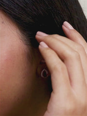 925 Sterling Silver Red Ruby Stud Earrings In Pear Shaped