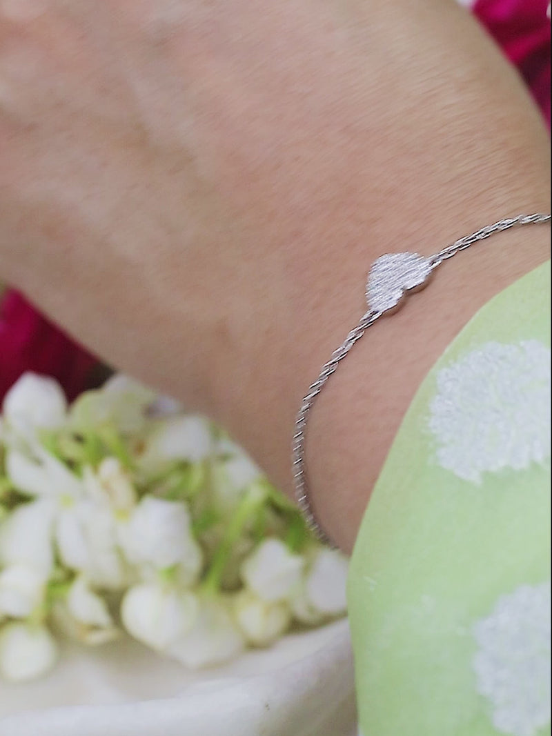 Sparkles Heart Design Silver Bracelet-6