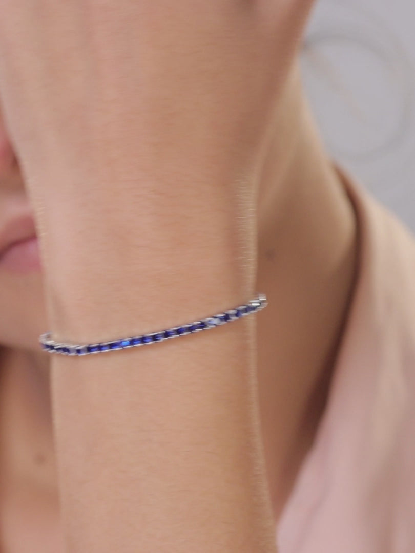 Sapphire Tennis Bracelet Silver for girls