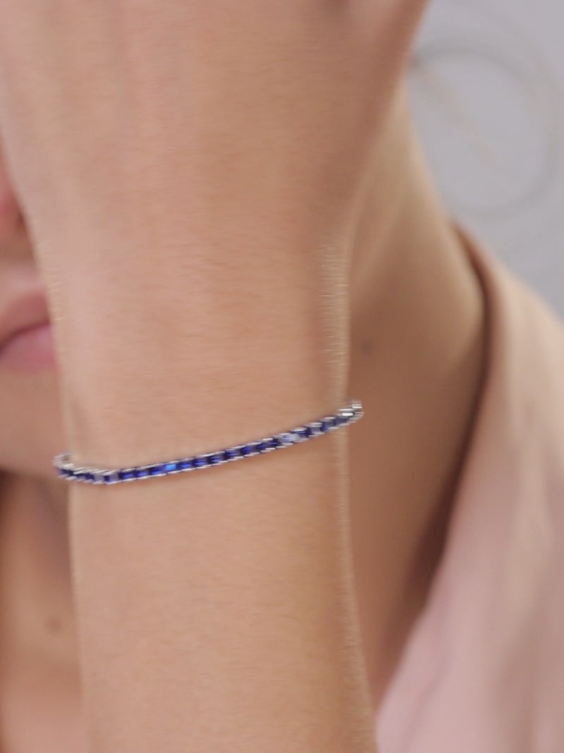 Sapphire Tennis Bracelet Silver for girls