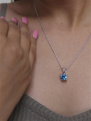 Swiss Blue Solitaire Pendant With Chain-4