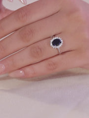 Oval Blue Sapphire Silver Ring