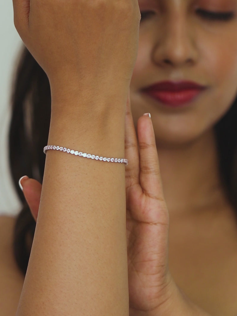 PINK CUBIC ZIRCONIA TENNIS BRACELET-7