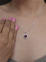 925 SILVER RUBY PENDANT IN HEART SHAPE