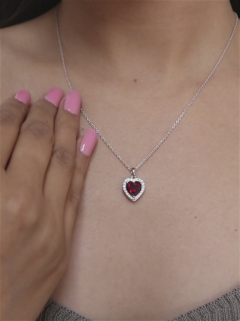 925 SILVER RUBY PENDANT IN HEART SHAPE