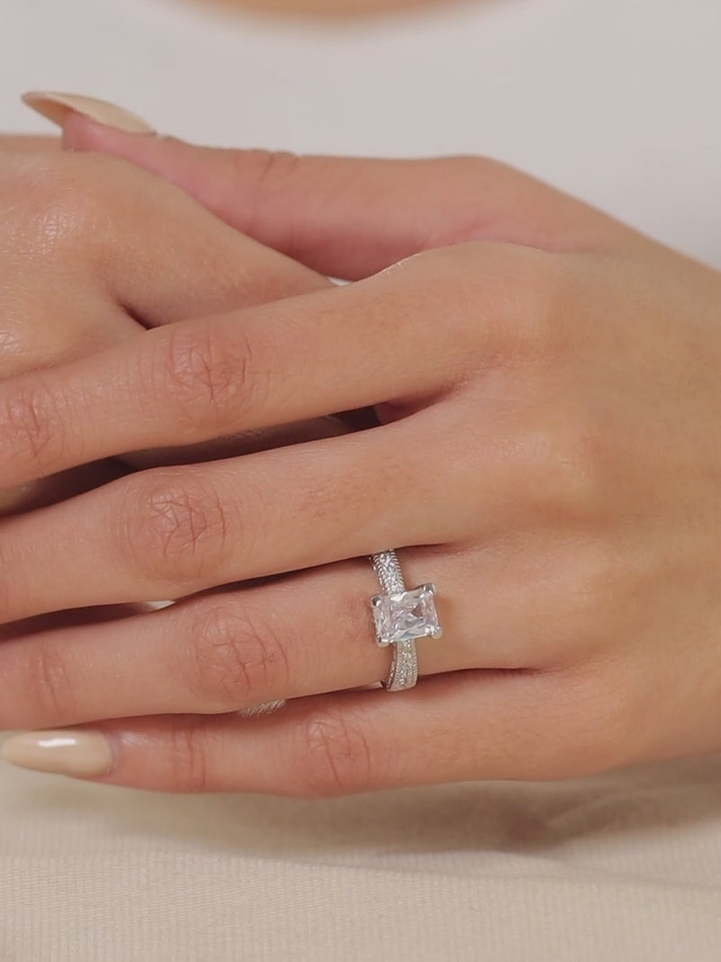 1.5 Carat Octagon Solitaire American Diamond Ring-5