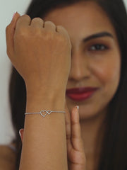 Two Hearts In Love Silver Bracelet-3
