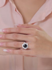 925 Sterling Silver Blue Flower Ring-5